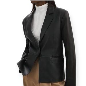 LaMarque Elza Notched Collar Black Leather Blazer Jacket